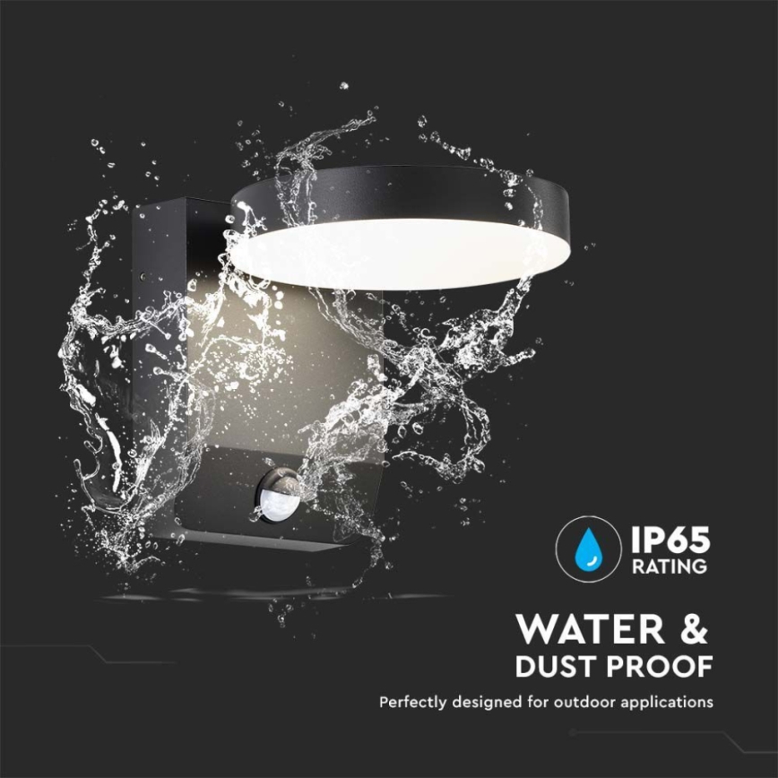 LED Zewnętrzny elastyczny reflektor punktowy z czujnikiem LED/17W/230V IP65 4000K czarny
