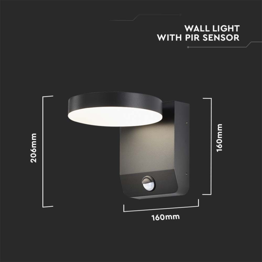 LED Zewnętrzny elastyczny reflektor punktowy z czujnikiem LED/17W/230V IP65 4000K czarny