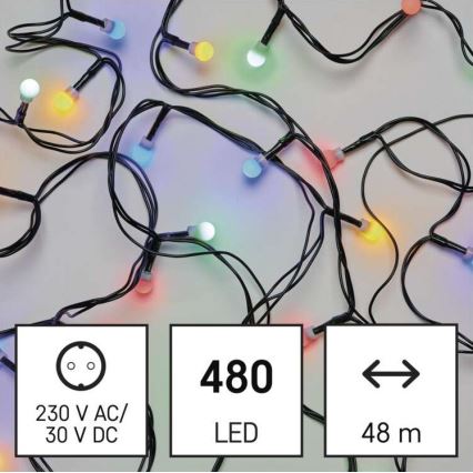 LED Zewnętrzny łańcuc bożonarodzeniowy 480xLED/53m IP44 różne kolory