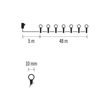 LED Zewnętrzny łańcuc bożonarodzeniowy 480xLED/53m IP44 różne kolory