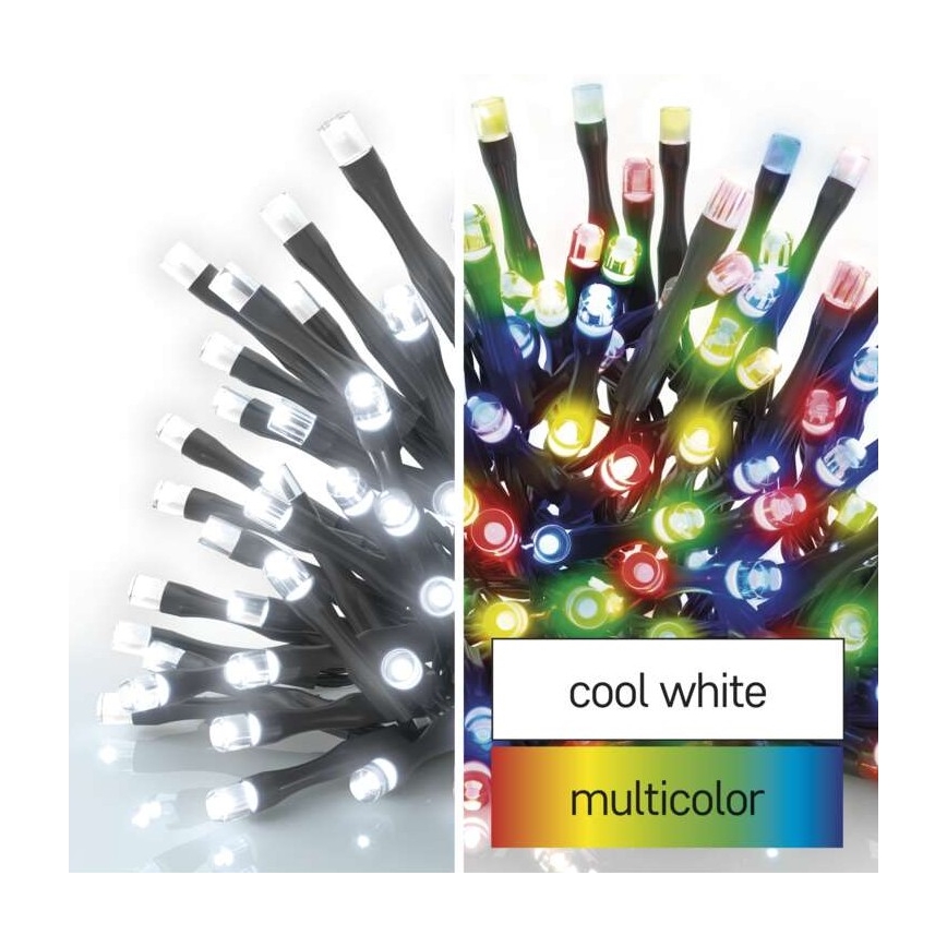 LED Zewnętrzny łańcuch 100xLED/8 modes 15m IP44 zimna biel/różne kolory