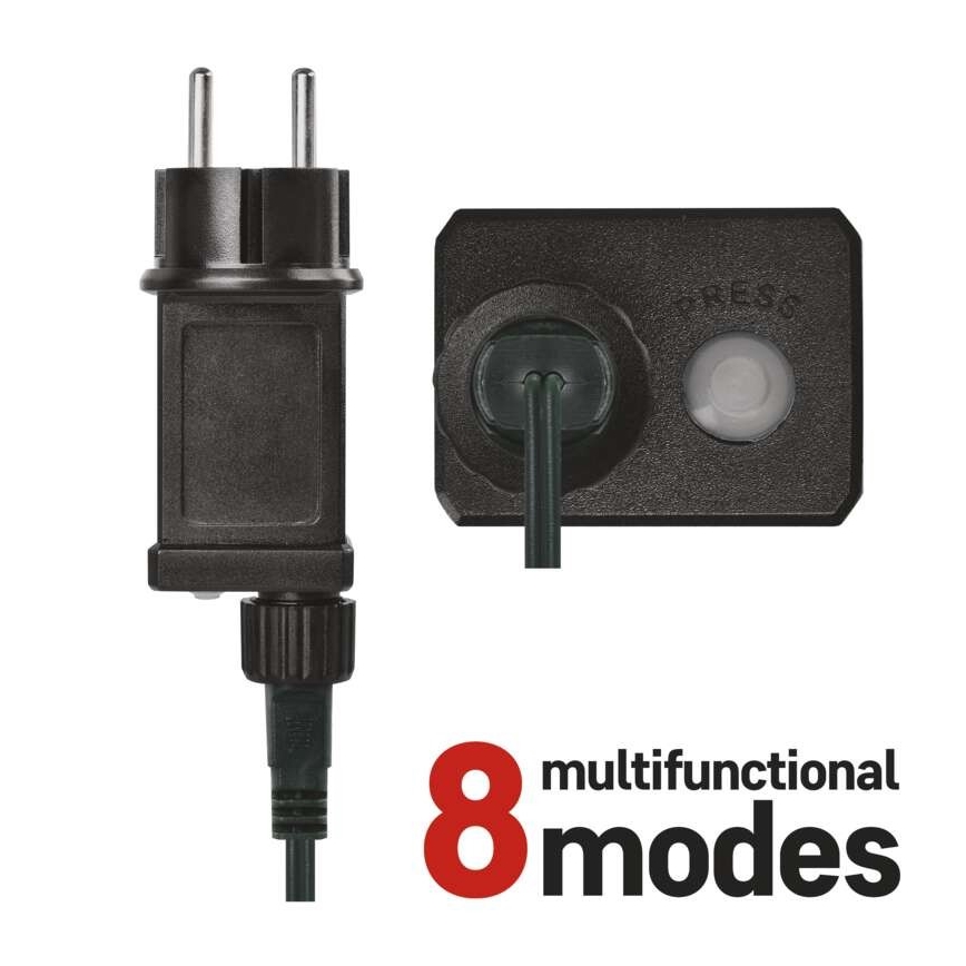 LED Zewnętrzny łańcuch 100xLED/8 modes 15m IP44 zimna biel/różne kolory
