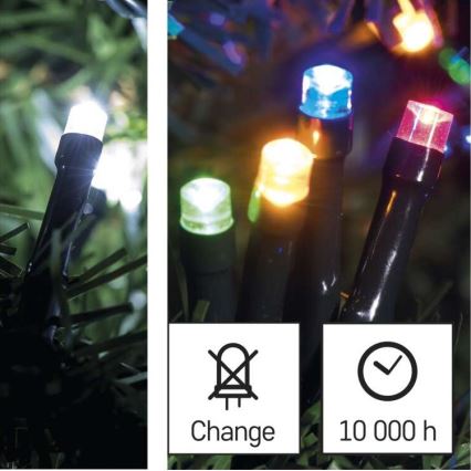 LED Zewnętrzny łańcuch 100xLED/8 modes 15m IP44 zimna biel/różne kolory