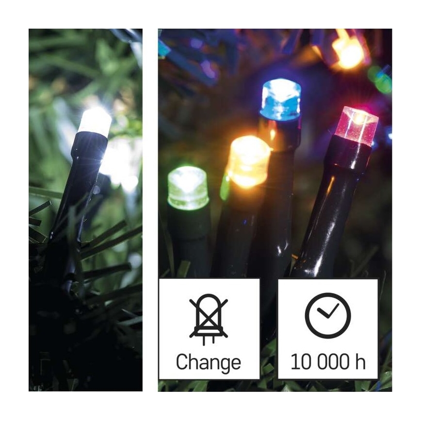 LED Zewnętrzny łańcuch 100xLED/8 modes 15m IP44 zimna biel/różne kolory