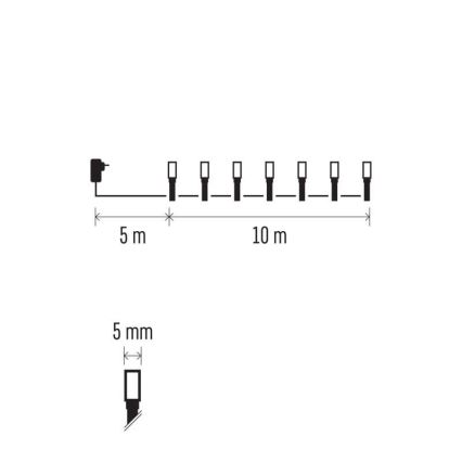 LED Zewnętrzny łańcuch 100xLED/8 modes 15m IP44 zimna biel/różne kolory