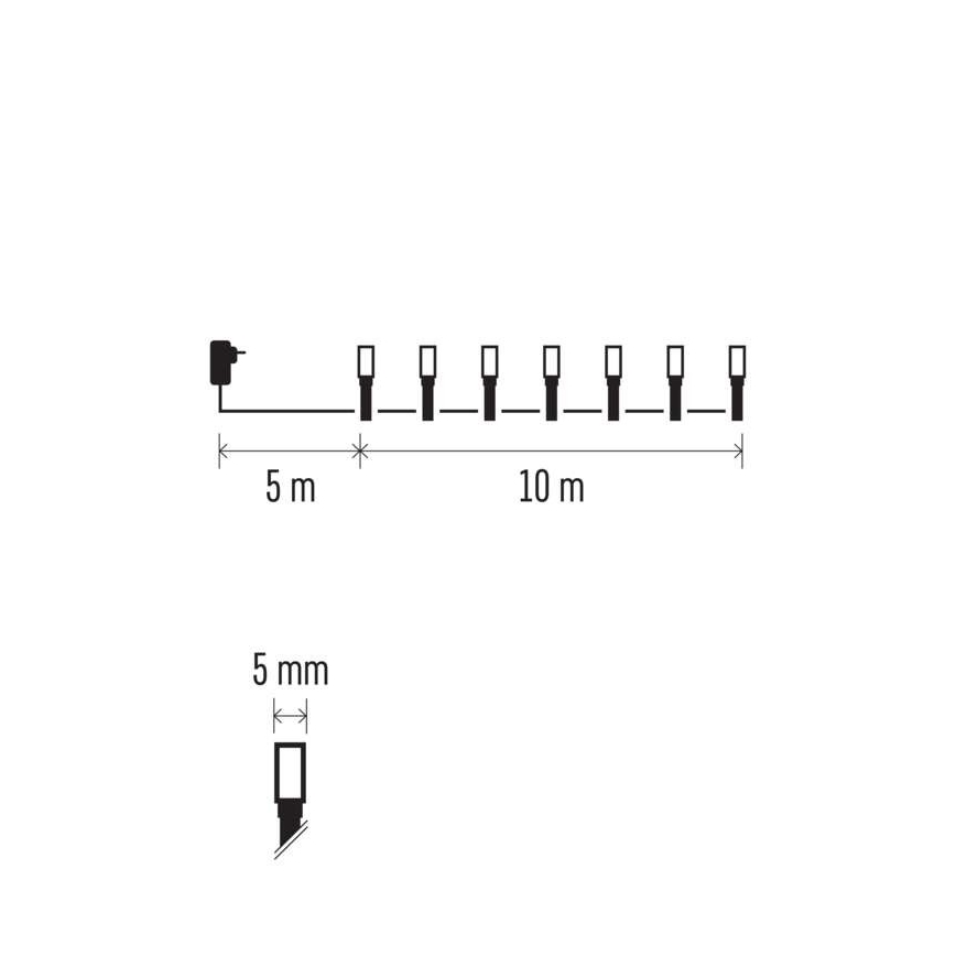 LED Zewnętrzny łańcuch 100xLED/8 modes 15m IP44 zimna biel/różne kolory