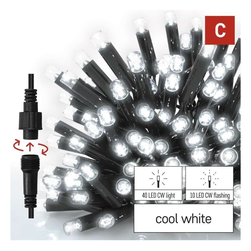 LED Zewnętrzny łańcuch 50xLED/3x0,4m IP44 zimna biel