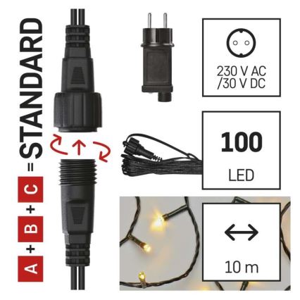 LED Zewnętrzny łańcuch bożonarodzeniowy 100xLED/15m IP44 ciepła biel