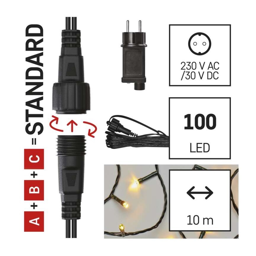 LED Zewnętrzny łańcuch bożonarodzeniowy 100xLED/15m IP44 ciepła biel