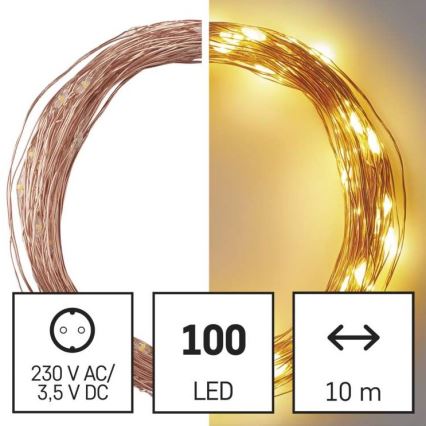 LED Zewnętrzny lańcuch bożonarodzeniowy 100xLED/15m IP44 ciepła biel