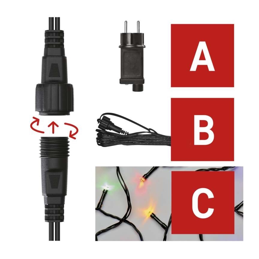 LED Zewnętrzny łańcuch bożonarodzeniowy 100xLED/15m IP44 różne kolory