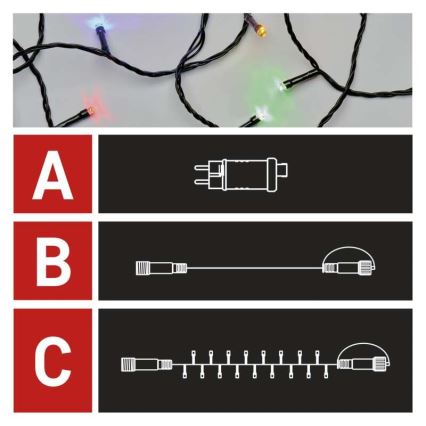 LED Zewnętrzny łańcuch bożonarodzeniowy 100xLED/15m IP44 różne kolory