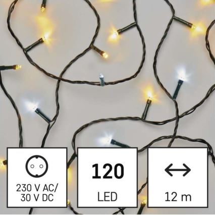 LED Zewnętrzny łańcuch bożonarodzeniowy 120xLED/17m IP44 ciepła/zimna biel