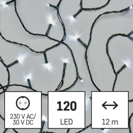 LED Zewnętrzny łańcuch bożonarodzeniowy 120xLED/17m IP44 zimna biel