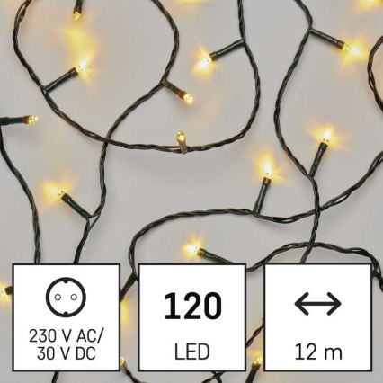 LED Zewnętrzny łańcuch bożonarodzeniowy 120xLED/8 trybów17m IP44 ciepła biel