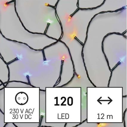 LED Zewnętrzny łańcuch bożonarodzeniowy 120xLED/8 trybów17m IP44 różne kolory