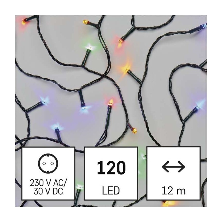 LED Zewnętrzny łańcuch bożonarodzeniowy 120xLED/8 trybów17m IP44 różne kolory