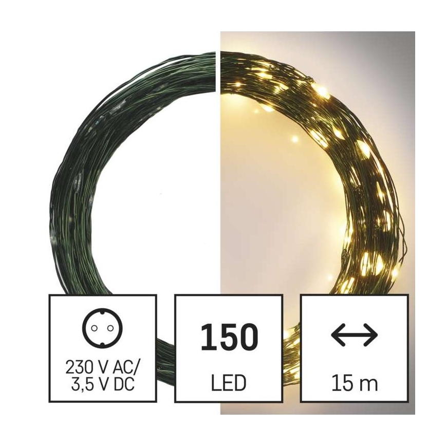 LED Zewnętrzny łańcuch bożonarodzeniowy 150xLED/20m IP44 ciepła biel