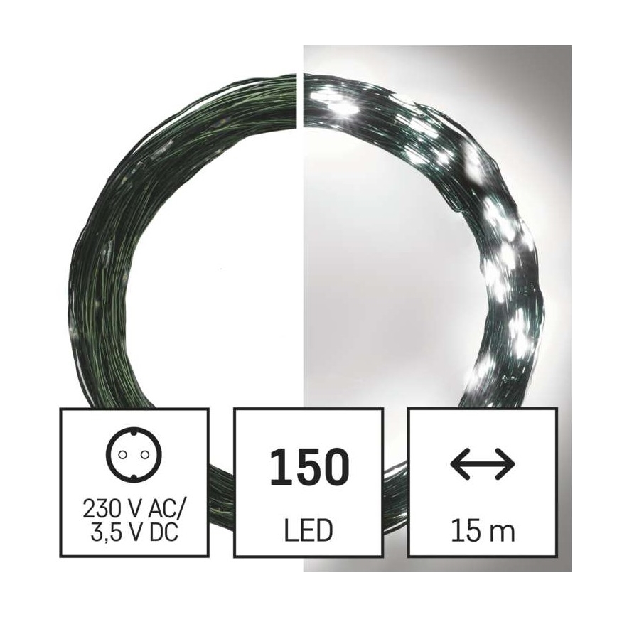 LED Zewnętrzny łańcuch bożonarodzeniowy 150xLED/20m IP44 zimna biel