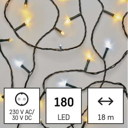 LED Zewnętrzny łańcuch bożonarodzeniowy 180xLED/23m IP44 ciepła/zimna biel