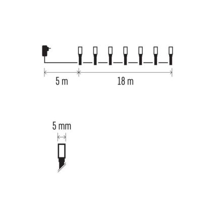 LED Zewnętrzny łańcuch bożonarodzeniowy 180xLED/23m IP44 różne kolory