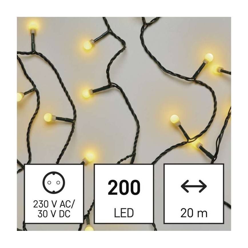 LED Zewnętrzny łańcuch bożonarodzeniowy 200xLED/25m IP44 ciepła biel