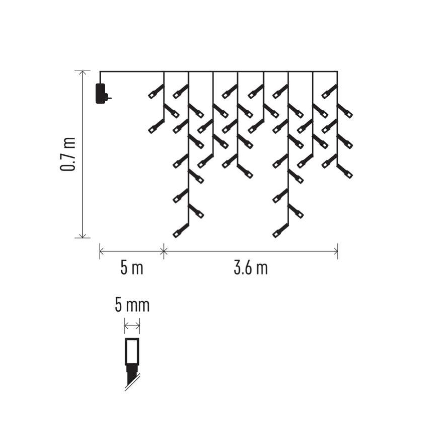 LED Zewnętrzny łańcuch bożonarodzeniowy 200xLED/8 trybów 8,6m IP44 zimna biel