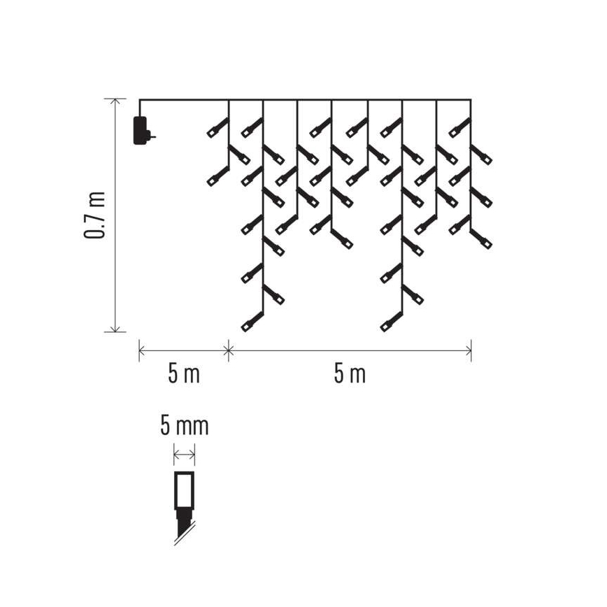 LED Zewnętrzny łańcuch bożonarodzeniowy 300xLED/8 modes 10m IP44 ciepła biel + pilot
