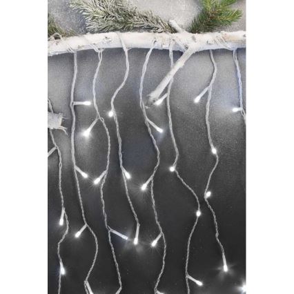 LED Zewnętrzny łańcuch bożonarodzeniowy 300xLED/8 trybów 10m IP44 zina biel + zdalne sterowanie