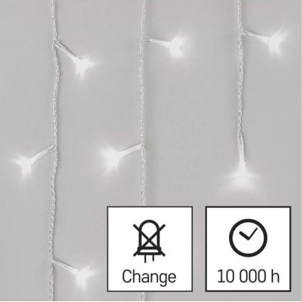 LED Zewnętrzny łańcuch bożonarodzeniowy 300xLED/8 trybów 10m IP44 zina biel + zdalne sterowanie