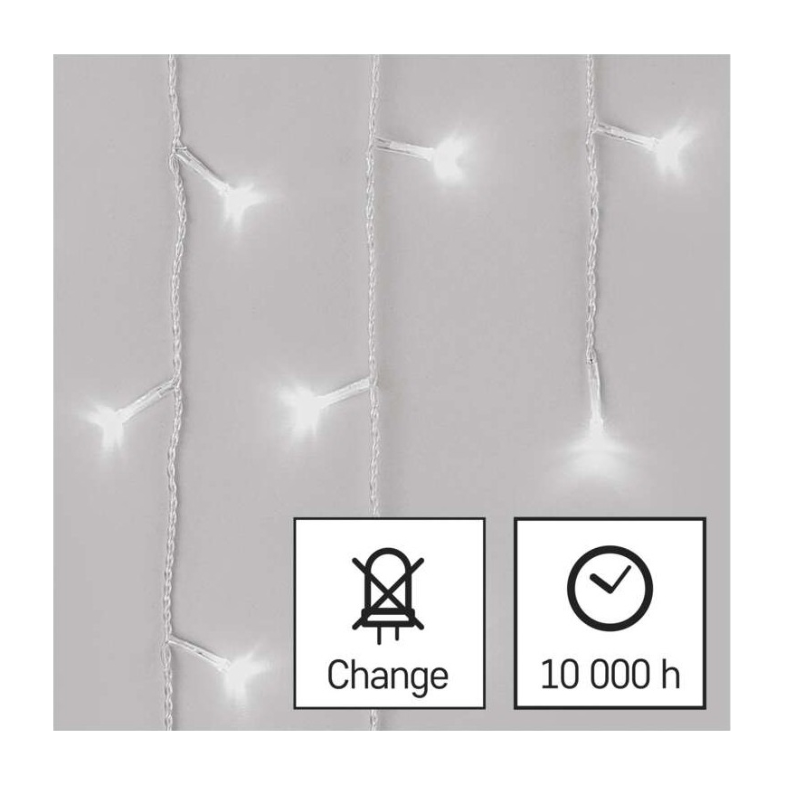 LED Zewnętrzny łańcuch bożonarodzeniowy 300xLED/8 trybów 10m IP44 zina biel + zdalne sterowanie