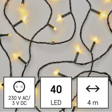 LED Zewnętrzny łańcuch bożonarodzeniowy 40xLED/9m IP44 ciepła biel