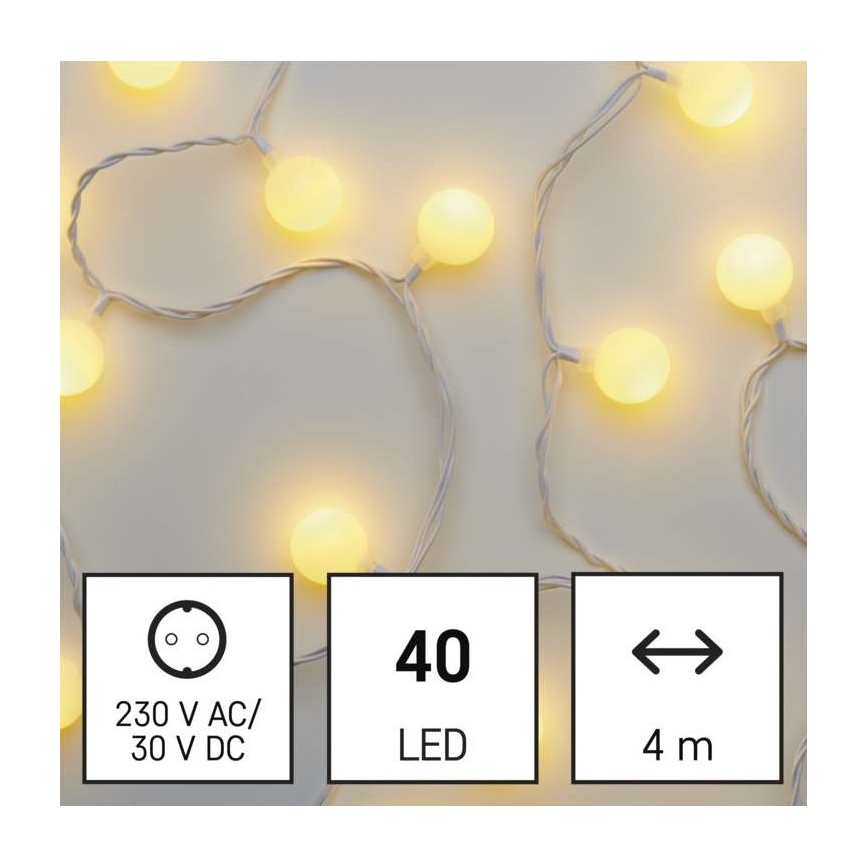 LED Zewnętrzny łańcuch bożonarodzeniowy 40xLED/9m IP44 ciepła biel