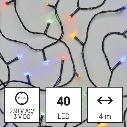 LED Zewnętrzny łańcuch bożonarodzeniowy 40xLED/9m IP44 różne kolory