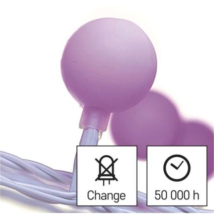 LED Zewnętrzny łańcuch bożonarodzeniowy 40xLED/9m IP44 różowy