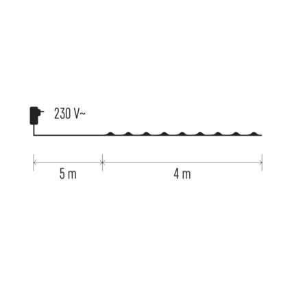 LED Zewnętrzny łańcuch bożonarodzeniowy 40xLED 9m IP44 zimna biel