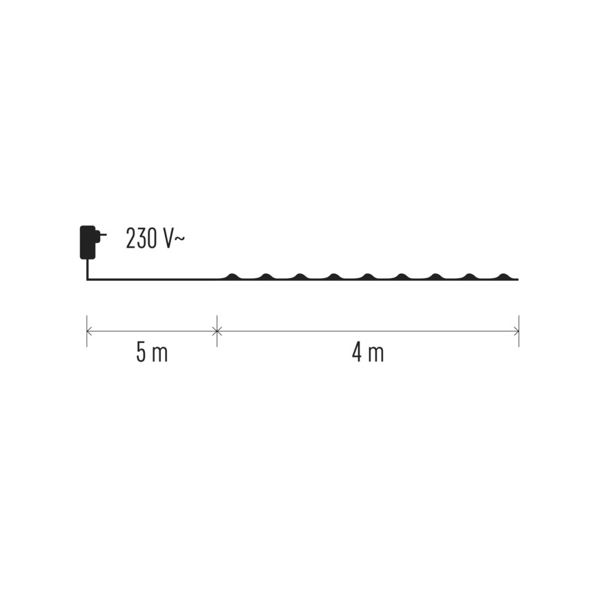 LED Zewnętrzny łańcuch bożonarodzeniowy 40xLED 9m IP44 zimna biel
