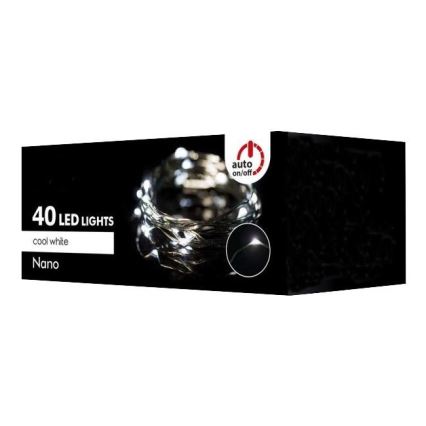LED Zewnętrzny łańcuch bożonarodzeniowy 40xLED 9m IP44 zimna biel