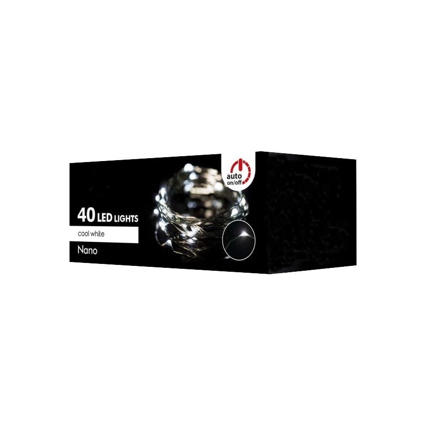 LED Zewnętrzny łańcuch bożonarodzeniowy 40xLED 9m IP44 zimna biel