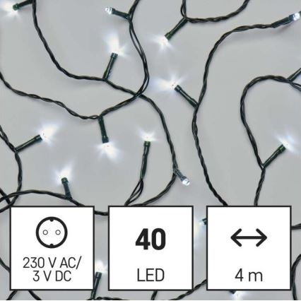 LED Zewnętrzny łańcuch bożonarodzeniowy 40xLED/9m IP44 zimna biel