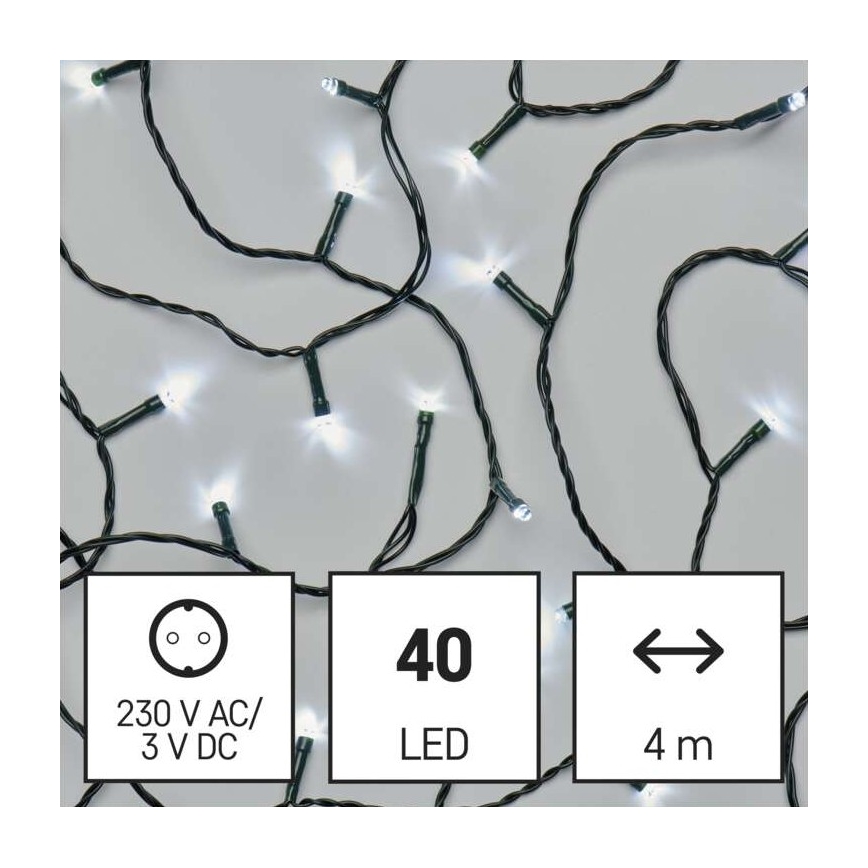 LED Zewnętrzny łańcuch bożonarodzeniowy 40xLED/9m IP44 zimna biel