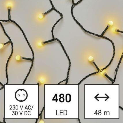 LED Zewnętrzny łańcuch bożonarodzeniowy 480xLED/53m IP44 ciepła biel