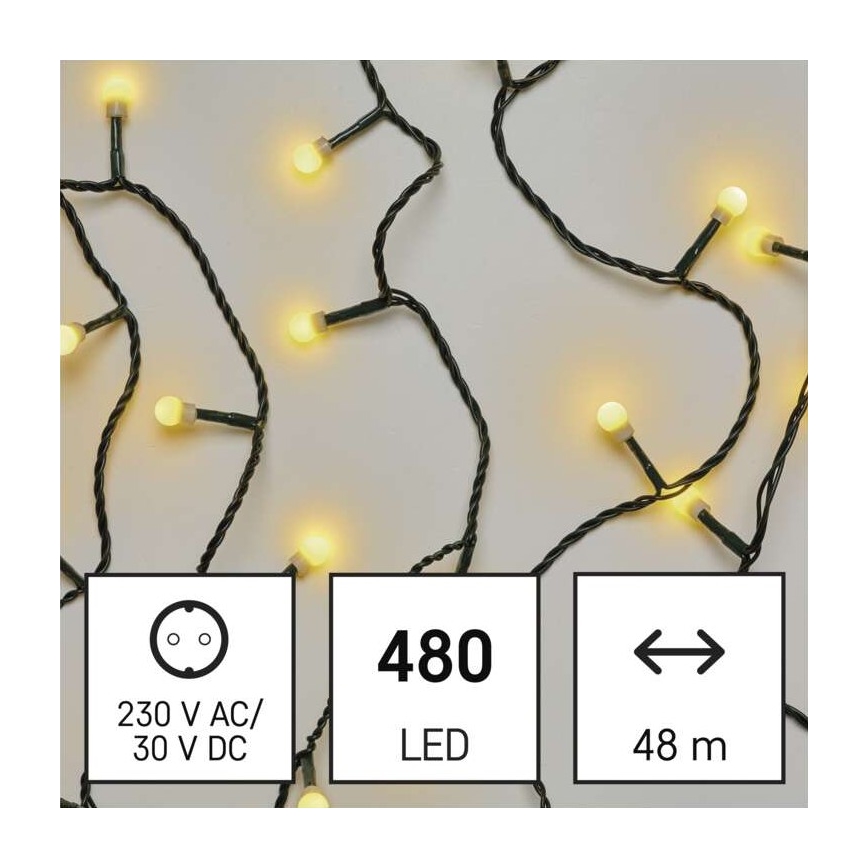 LED Zewnętrzny łańcuch bożonarodzeniowy 480xLED/53m IP44 ciepła biel