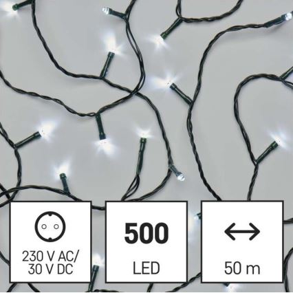 LED Zewnętrzny łańcuch bożonarodzeniowy 500xLED/55m IP44 zimna biel