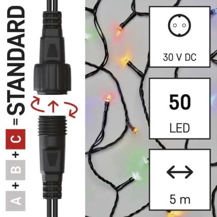 LED Zewnętrzny łańcuch bożonarodzeniowy 50xLED/5m IP44 wielobarwny