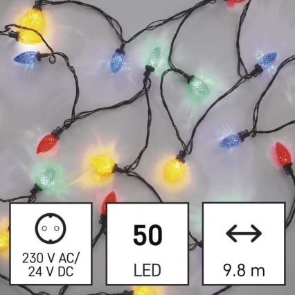 LED Zewnętrzny łańcuch bożonarodzeniowy 50xLED/8 t 14,trybów 8m IP44 różne kolory