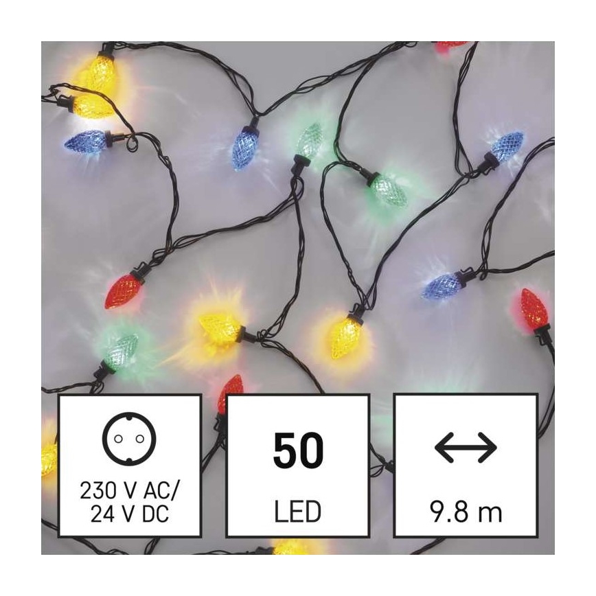 LED Zewnętrzny łańcuch bożonarodzeniowy 50xLED/8 t 14,trybów 8m IP44 różne kolory