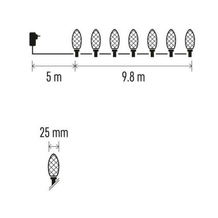 LED Zewnętrzny łańcuch bożonarodzeniowy 50xLED/8 t 14,trybów 8m IP44 różne kolory