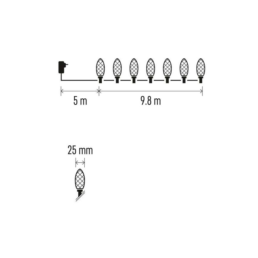 LED Zewnętrzny łańcuch bożonarodzeniowy 50xLED/8 t 14,trybów 8m IP44 różne kolory