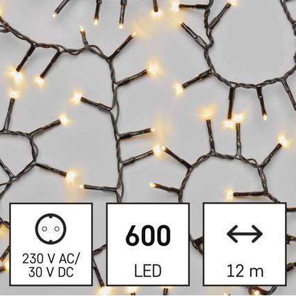 LED Zewnętrzny łańcuch bozonarodzeniowy 600xLED/17m IP44 ciepła biel